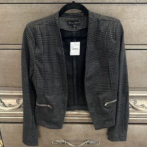 NWT Love Tree Charcoal Plaid Blazer